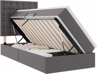 vidaXL Storage Bed with Mattress Grey 90 x 200 cm Faux Leather vidaXL