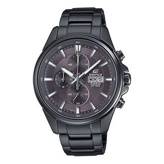 Casio Mens EDIFICE Metal IPBLACK Particle Coated Racing Mens Black Analog EFB-509GY-1AVUPR