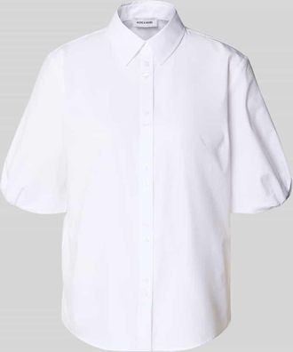 More & More More & More Regular Fit Kurzarmbluse mit Puff&auml;rmeln in Weiss, Gr&ouml;&szlig;e 34