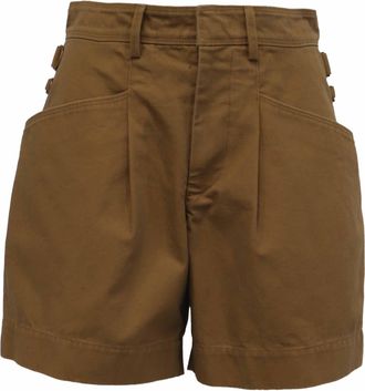 Isabel Marant Fairy Pleated Shorts in Brown Cotton