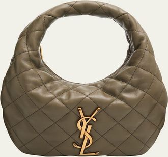 Saint Laurent Icarino Baby YSL Quilted Leather Hobo Bag