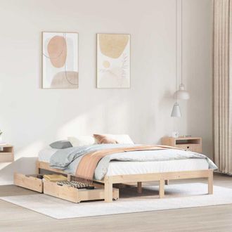 vidaXL Estructura Cama Con Cajones Madera De Pino Maciza 140x200 Cm Vidaxl