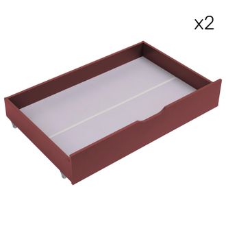 Happy Garden Lote de 2 cajones bajo cama de terracota 190x90cm madera