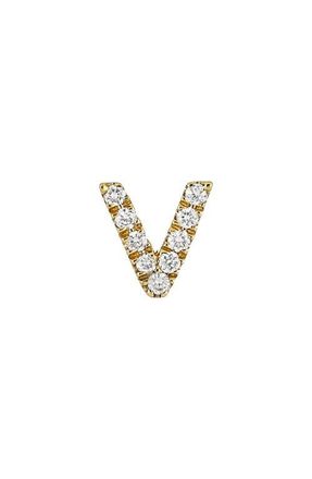 Bony Levy Icon Diamond Initial Single Stud Earring in 18K Yellow Gold - V at Nordstrom