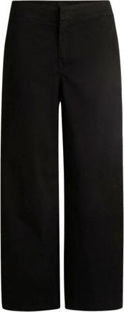 HUGO BOSS Culottes van stretchkatoen-keperstof - Dames - Wijde Broeken - Zwart - 2XL - Katoen - Broeken