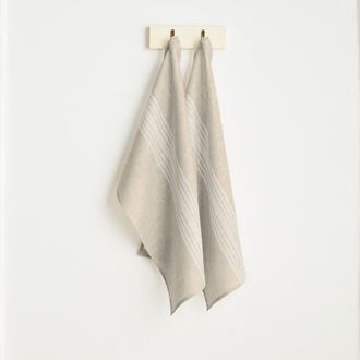 Solino Home Linen Kitchen Towels - Farmhouse in White And Natural at Nordstrom, Size Medium