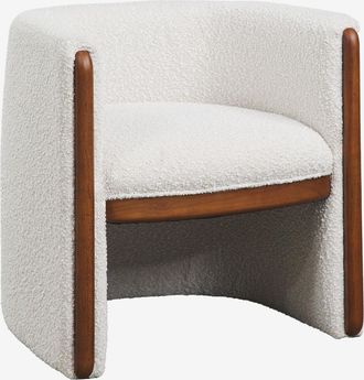 Sklum Pack De 2 Sillas De Comedor Con Reposabrazos En Madera Y Tela Boucl&eacute; Bekasi Sklum