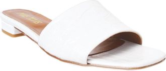 PARIS TEXAS Womens Moc Croco Square Toe Flats In White