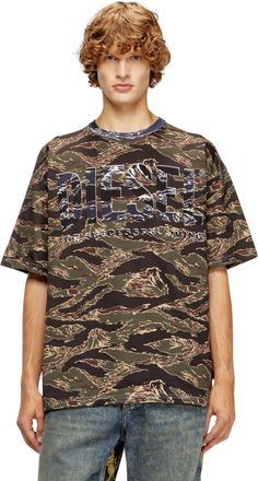 Diesel Camo T-shirt with camo logo - T-Shirts - Man - Green