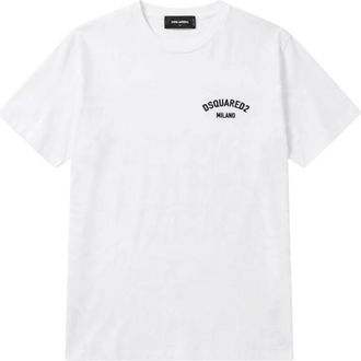 Dsquared2 T-shirt met logoprint - Dames - Tops - Wit - Maat: XL Katoen