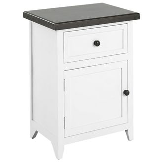 Beliani Beliani - Mesa De Noche 1 Caj&oacute;n Blanco Marr&oacute;n Oscuro 40 X 30 Cm Estante Dormitorio Layola