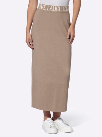 Heine Strickrock HEINE, Damen, Gr. 34, beige (sesam), 50% Viskose, 28% Polyester, 22% Polyamid, unifarben, lang, R&ouml;cke Strickrock