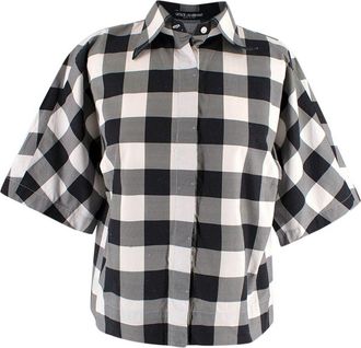 Dolce & Gabbana Black and White Check Short Sleeve Shirt Size S
