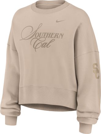 Nike USC Neutral Stance Collection Phoenix Nike Womens College Oversized Pullover Hoodie in Brown | 01D705YSCJ-K11