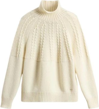 Woolrich Turtlenecks, female, Beige, XS, Fairisle Turtleneck Sweatshirt