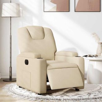 vidaXL Sill&oacute;n Reclinable El&eacute;ctrico De Tela Crema Vidaxl