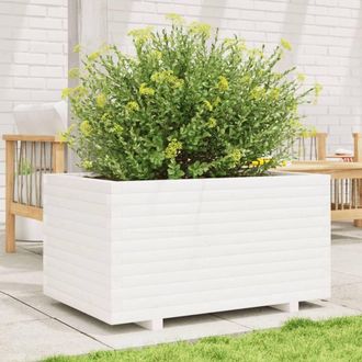 Berkfield Home Beautiful Garden Planter White 90x60x49.5 cm Solid Wood Pine