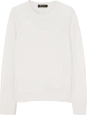 Loro Piana Neo Piuma Crew Neck - Dames - Ronde hals truien - Wit - XS - Kasjmier - Truien & Vesten