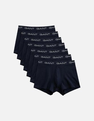 GANT Mens GANT 7-Pack Contrast Waistband Boxer Trunks, Navy - Black - Size: 32/34/35