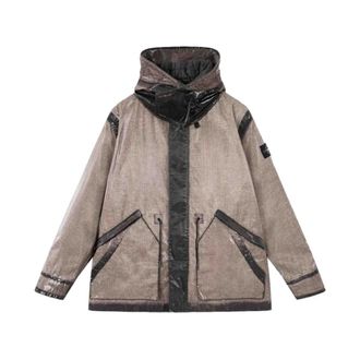 Stone Island Jassen, Heren, Grijs, M, Korte Parka