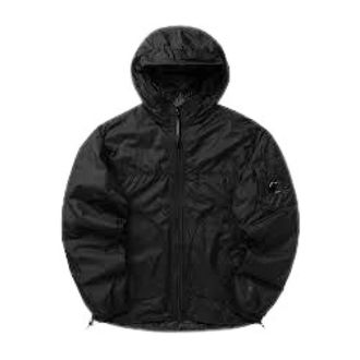 C.P. Company Winter Jackets, male, Black, Size: XL Twill Hooded Lens Jacket