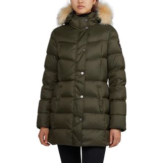 Pajar Roxy Quilted Puffer with Detachable Faux Fur Trim in Military/crystal at Nordstrom, Size Large