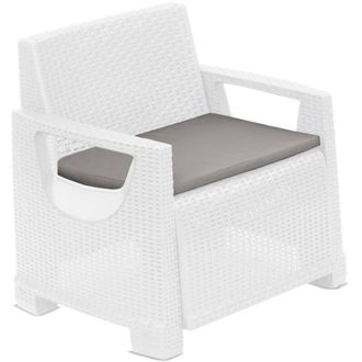 Dmora Poltrona da Esterno Rho, Braccioli, Cuscini Inclusi Made in Italy, 66x72 cm Bianco