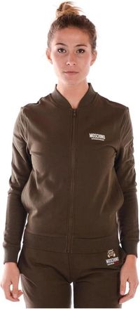 Moschino Hoodies - Dames - Vesten met rits - Groen - M - Katoen - Hoodies & sweatvesten