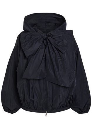 Moncler Pecher Bow-effect Hooded Shell Jacket - Dark Blue - 4 (UK 16 / XL)