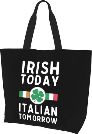 AOOEDM Irish Today. Italian Tomorrow Ladies Canvas Tote Reusable Shopping Bag