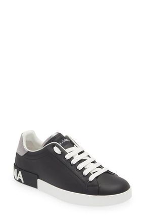 Dolce & Gabbana Portofino Sneaker in 8B979 Black/Silver at Nordstrom, Size 10Us