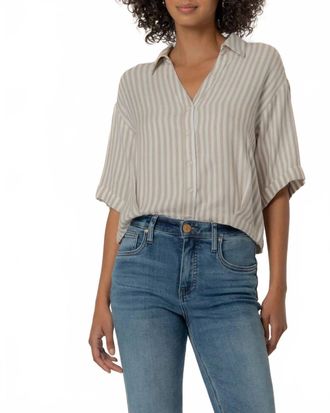 Kut from the Kloth Donna Top In Ivory/taupe