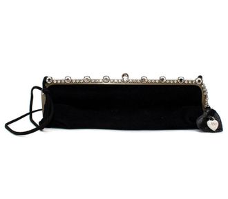 Miu Miu Crystal Embellished Black Satin Shoulder Bag