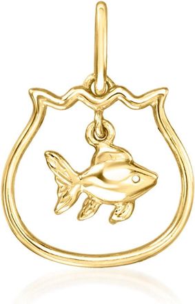 Ross-Simons Italian 10kt Yellow Gold Fish in Bowl Charm