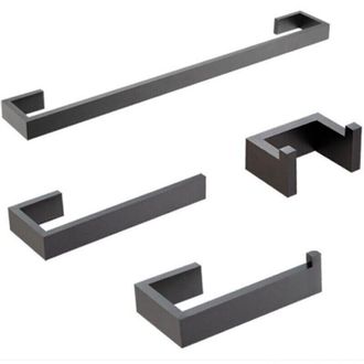 OEM Juego De 4 Piezas De Accesorios De Ba&ntilde;o En Negro Mate, Juego De Toalleros De Acero Inoxidable 304, Juego De Soportes Para Toallas -crezuo