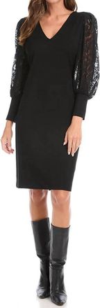 Karen Kane Lace Sleeve Dress In Black