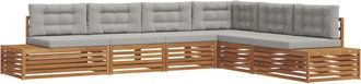 vidaXL 7 Uds. Conjunto De Sof&aacute;s De Exterior Gris Natural Y Claro Vidaxl