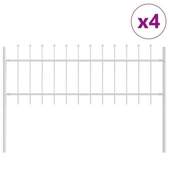 Berkfield Home Garden Fence with Spear Top, White, 6.8 x 0.6 m, Steel in White