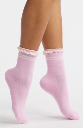 Stems Pointelle Knit Stripe Quarter Socks in Blush Pink at Nordstrom