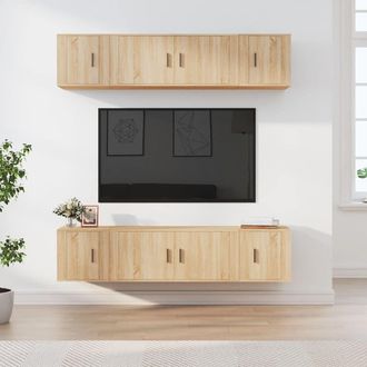Berkfield Home 6 Piece TV Cabinet Set Sonoma Oak Engineered Wood in Brown