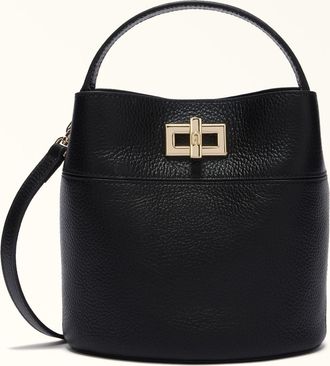 Furla Amelia Bucket Bag L Nero Black Grained Calf Leather Woman