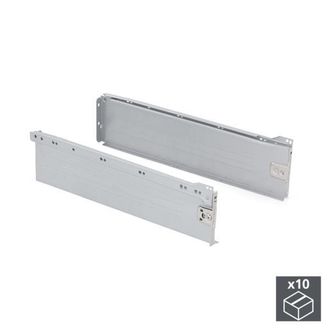 Emuca Lote De 10 Cajones De Cocina Ultrabox, Altura 150mm, Profundidad 400mm, Acero, Gris Metalizado