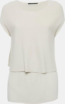 Max Mara Grey Knit And Silk Layered Top