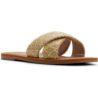 Roxy Andreya Raffia Slide Sandal in Open Natural at Nordstrom, Size 11