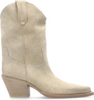 PARIS TEXAS Dakota Suede Enkellaarsjes met Hak - Dames - Cowboylaarzen - Beige - 37 EU - Leer - Schoenen