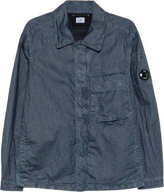 C.P. Company C.p. Company - 50 Fili Wax Zipped Lens Overshirt - Heren - Jassen - Blauw - Maat: S Katoen