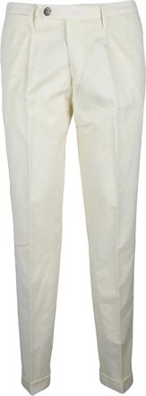 Michael Coal White Cotton-Linen Stretch Pants