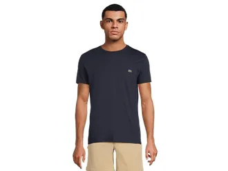 Lacoste Short Sleeve Pima Crew Neck T-Shirts Mens T Shirt Navy Blue : 4XL, Cotton/Jersey