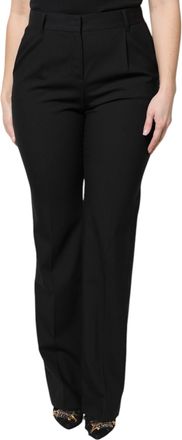 Dolce & Gabbana Black Wool High Waist Boot Cut Dress Womens Pants