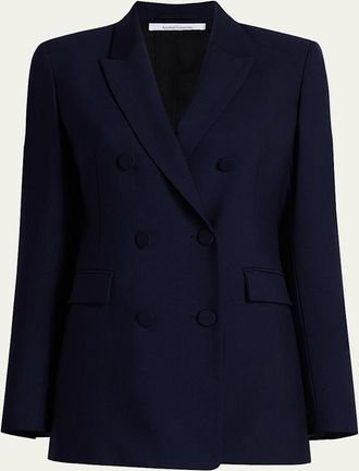 Another Tomorrow Wool Double-Breasted Blazer Jacket
